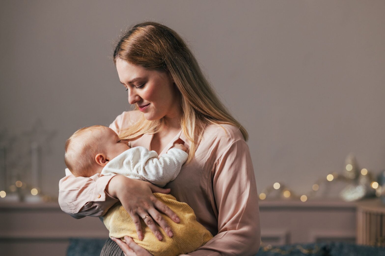 Mother gently holding